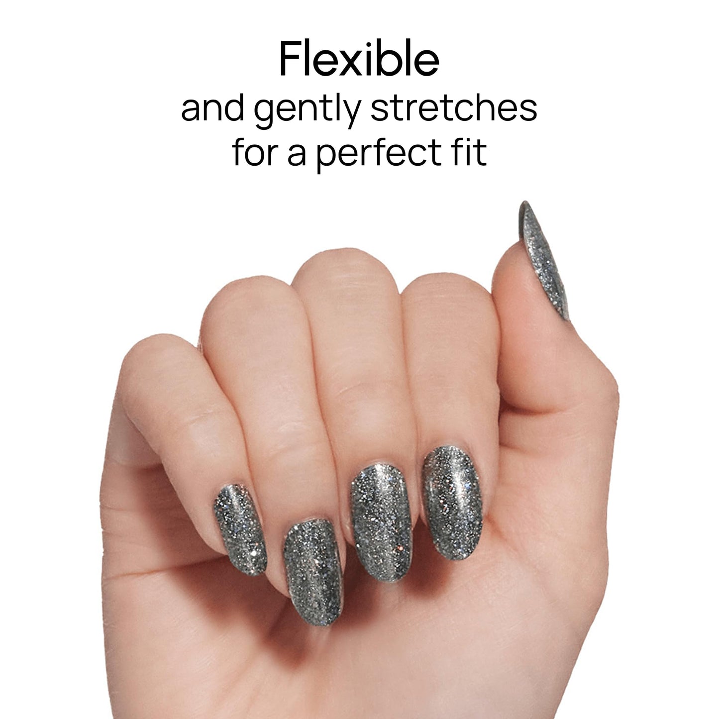Color Street Light Year Holographic Nail Strips - Sparkling Gunmetal Grey Glitter, Glitter Finish, 16 Double-Ended Strips, Easy Peel & Apply, Salon-Quality Nails, Quick & Effortless Application.