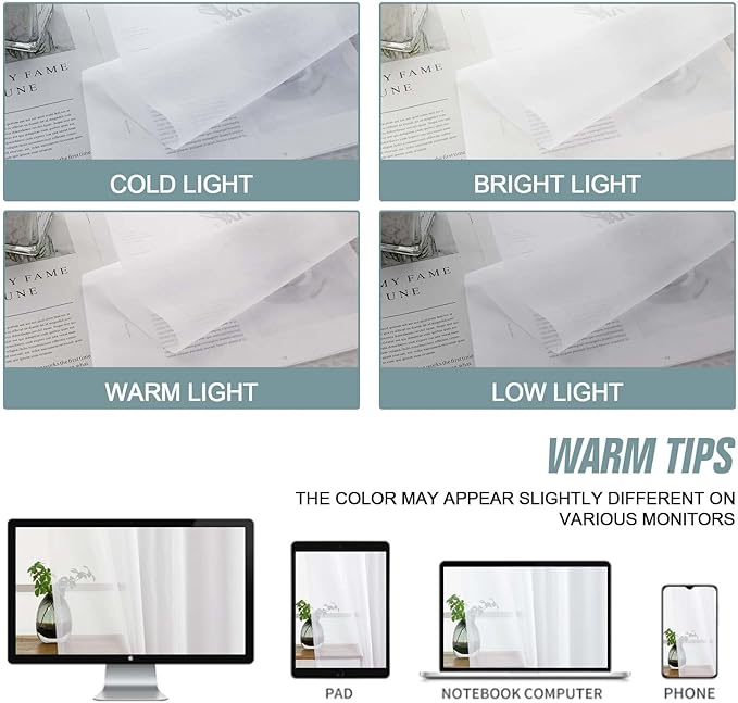 White Window Sheer Curtains 45 Inches Length, Voile Short Curtains for Living Room Bedroom, Modern Soft Window Drapes 2 Panels Set, Top Dual Rod Pocket Design, 2x42Wx45L Inches