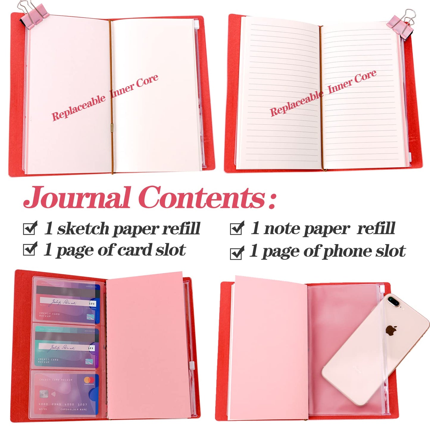 To My Granddaughter’s Gift Pink Leather Journal+Heart Diamond Pen Set ,Engraved Notebook Writing Journal,Refillable Notepads,Travel Diary Graduation Back to School,Christmas,Birthday Gifts for