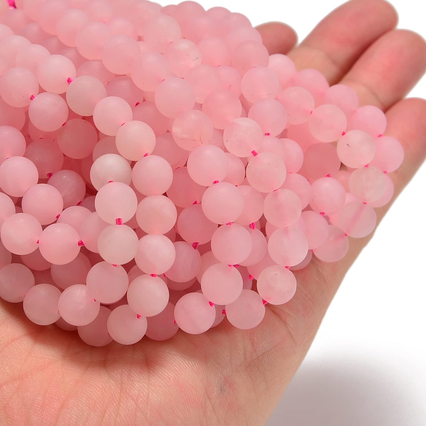 jodaying 10mm Pink Rose Quartz Matte Round Natural Gematone Loose Beads for Jewelry Making DIY 1 Strand 15"