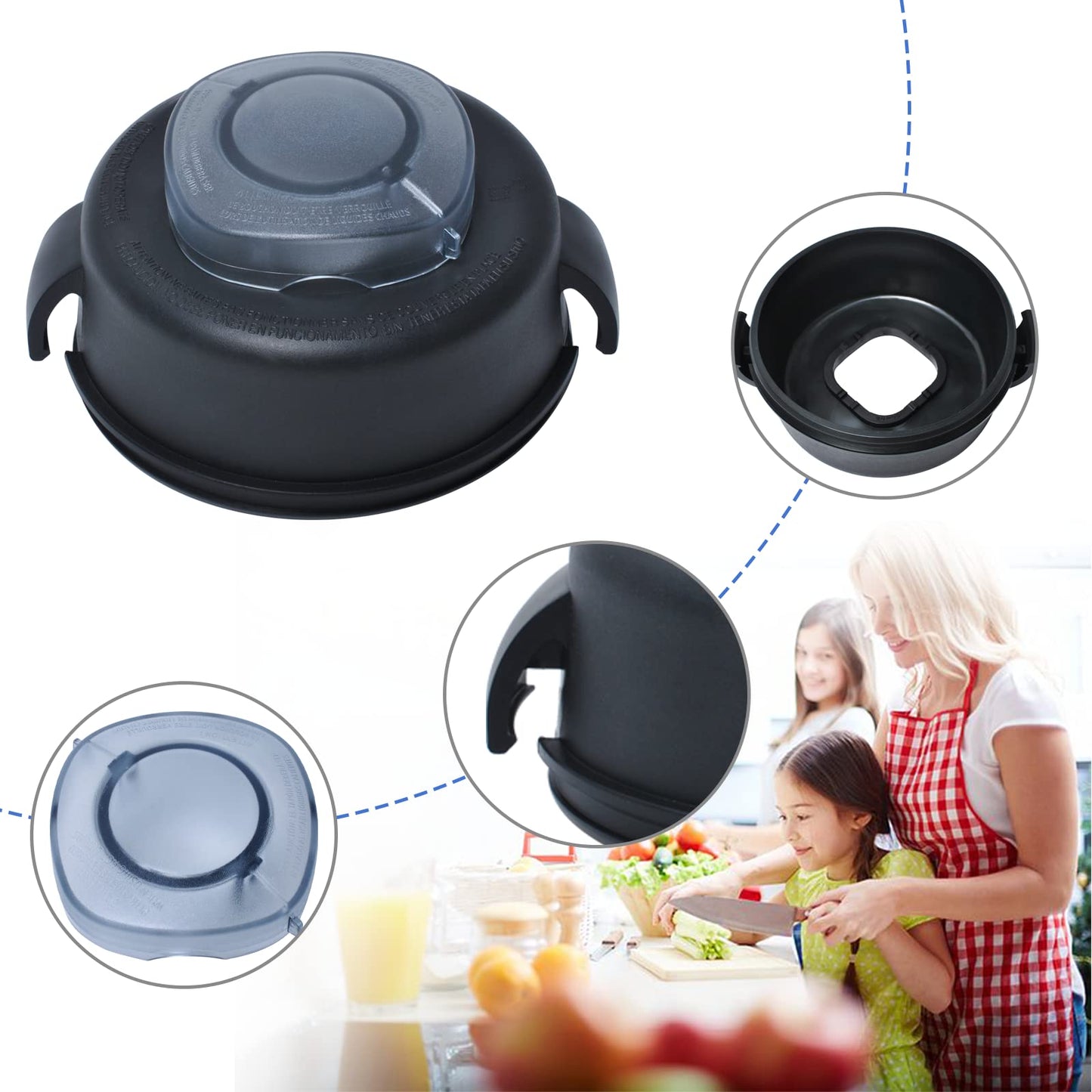 2-Part Lid and Plug Fit for Mixer 5200&5000，Blender Replacement Lid Parts Compatible with 64-Ounce High Profile Container Blender