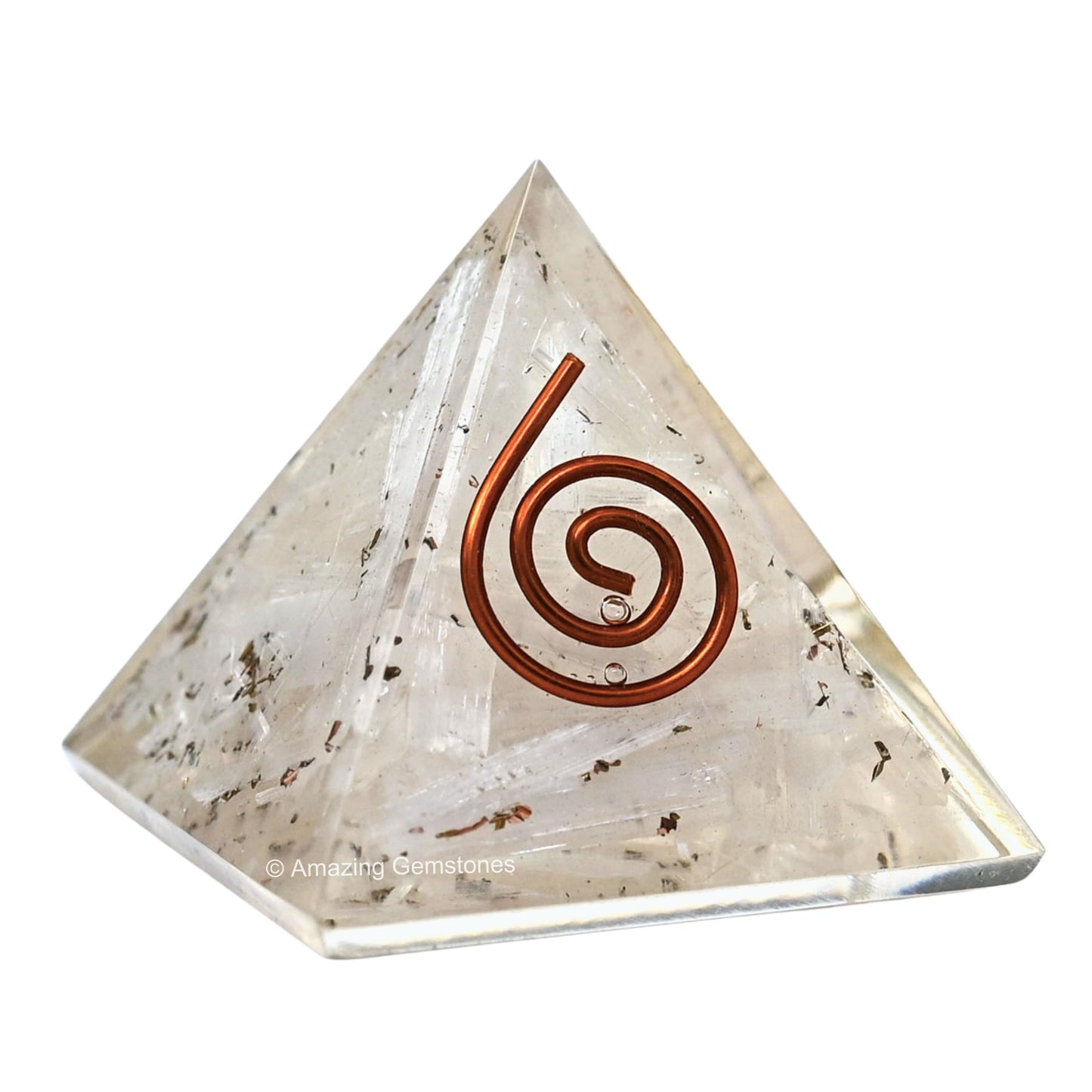 Amazing Gemstone Selenite Orgone Pyramid - 30mm Small Orgonite Pyramids with Crystals and Healing Stones - Authentic Organite Gifts