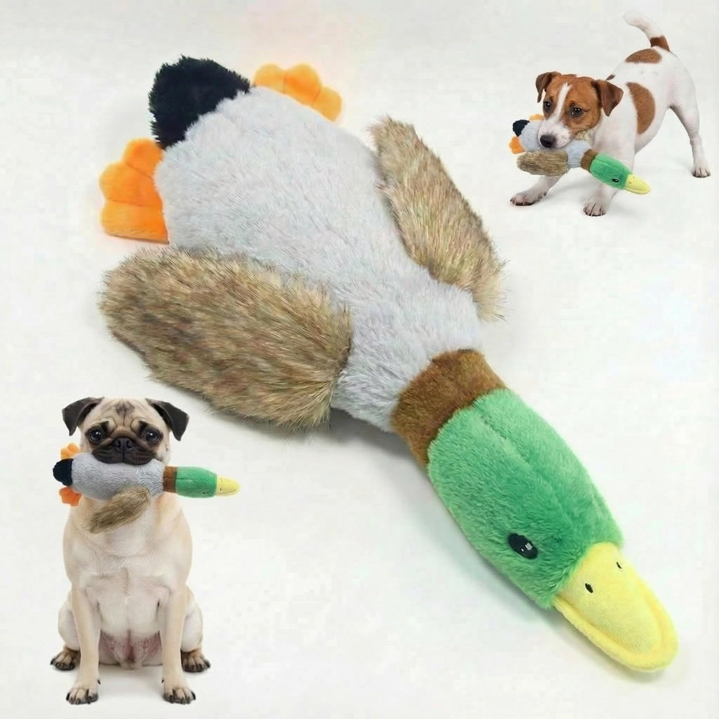 Paw-FECT Piece Mallard Duck Toy, Squeaky Plush Toy, Realisitic Design and Soft Durable Material, Crinkle Wings, Great for Small/Medium Size Dogs, for Teething and Chewing