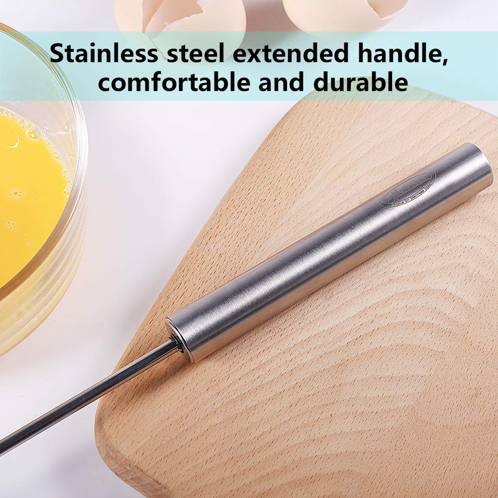 Newness Egg Whisk, [2 Pack] Stainless Steel Blender for Home - Versatile Tool for Egg Beater, Milk Frother, Hand Push Mixer Stirrer - Kitchen Utensil for Blending, Whisking, Beating