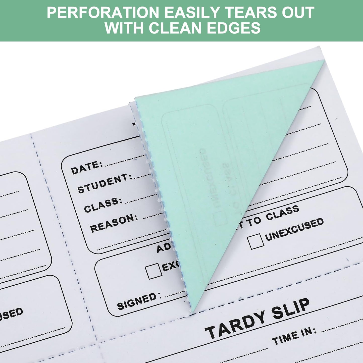 Engrowtic 800 Pcs Tardy Slip Book with Carbonless Duplicates 3.5 x 4.3 Inch Tardy Slips Per Book Form Register Copy Notebook for Student Late Arrivals Easy Removal Fold and Tear(Green and White)