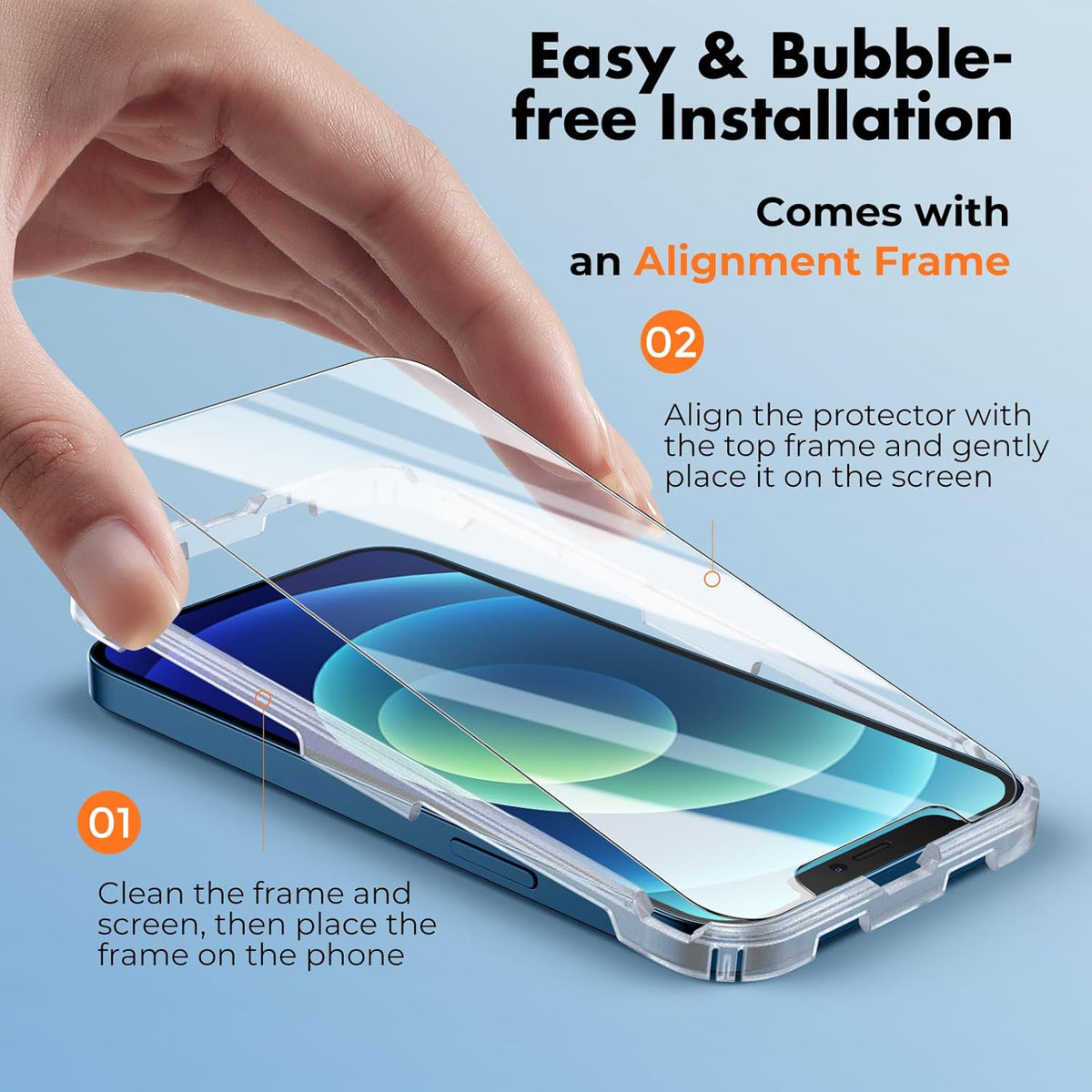 UNBREAKcable 3-Pack Screen Protector for iPhone 12 / iPhone 12 Pro, Double Shatterproof Tempered Glass [Easy Installation] [9H Hardness] [99.99% HD Clear] [Case Friendly] for iPhone 6.1 inch