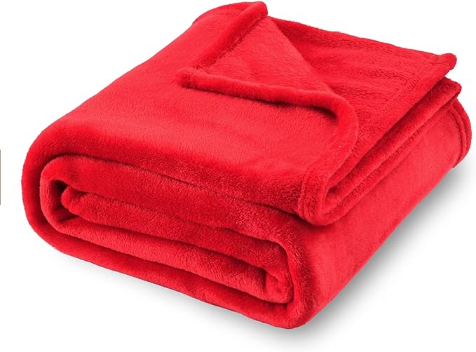 SOCHOW Flannel Fleece Blanket Throw Size, All Season Lightweight Super Soft Cozy Blanket for Bed or Couch, Classic Red, 50x60 inches
