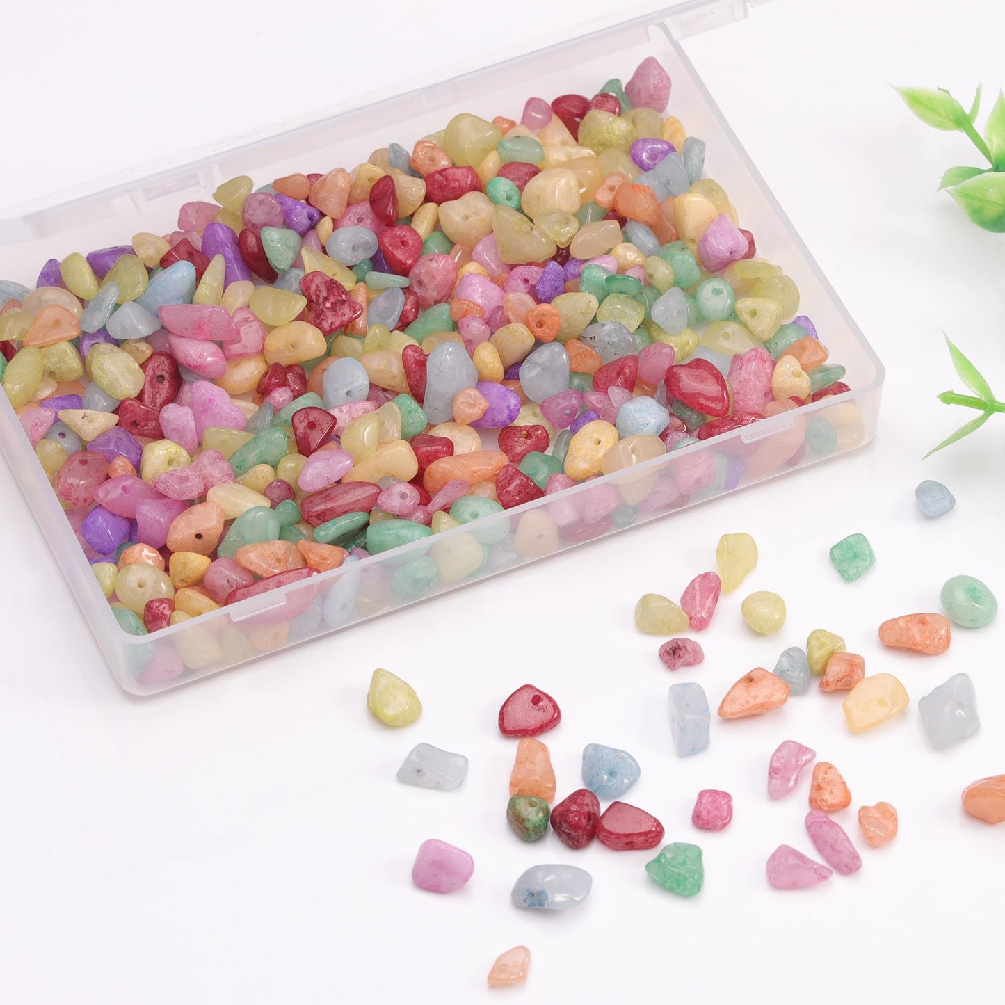 Youngbling Natural Chip Stone Beads 450 Pcs 5-8mm Healing Crystal Irregular Gemstone Drilled Lose Rocks Rainbow Beads Bulk for Bracelet Jewelry Making