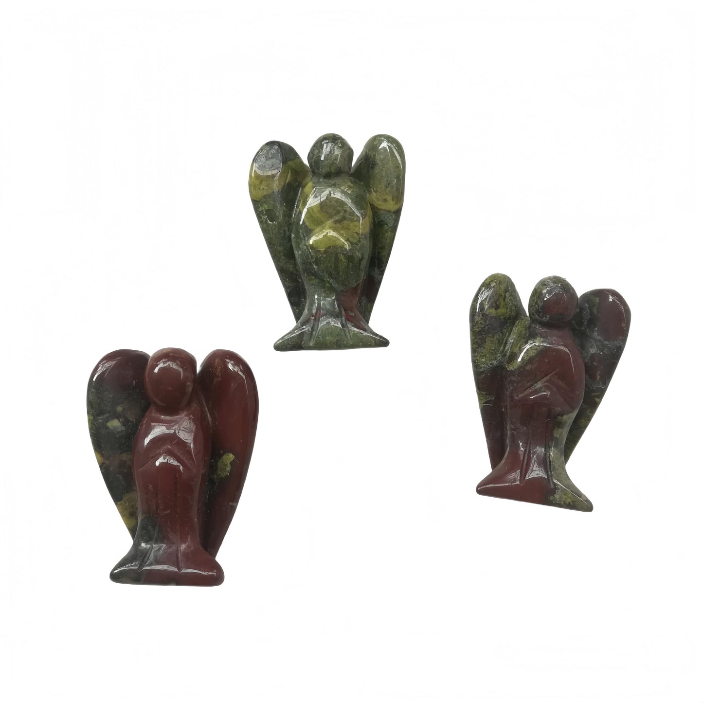 Afucats Natural Dragon Blood Jasper Healing Guardian Angel Indoor Decorative Stone,1.5 Inches Carving Pocket Palm Statue,Gift for Her Christmas Décor