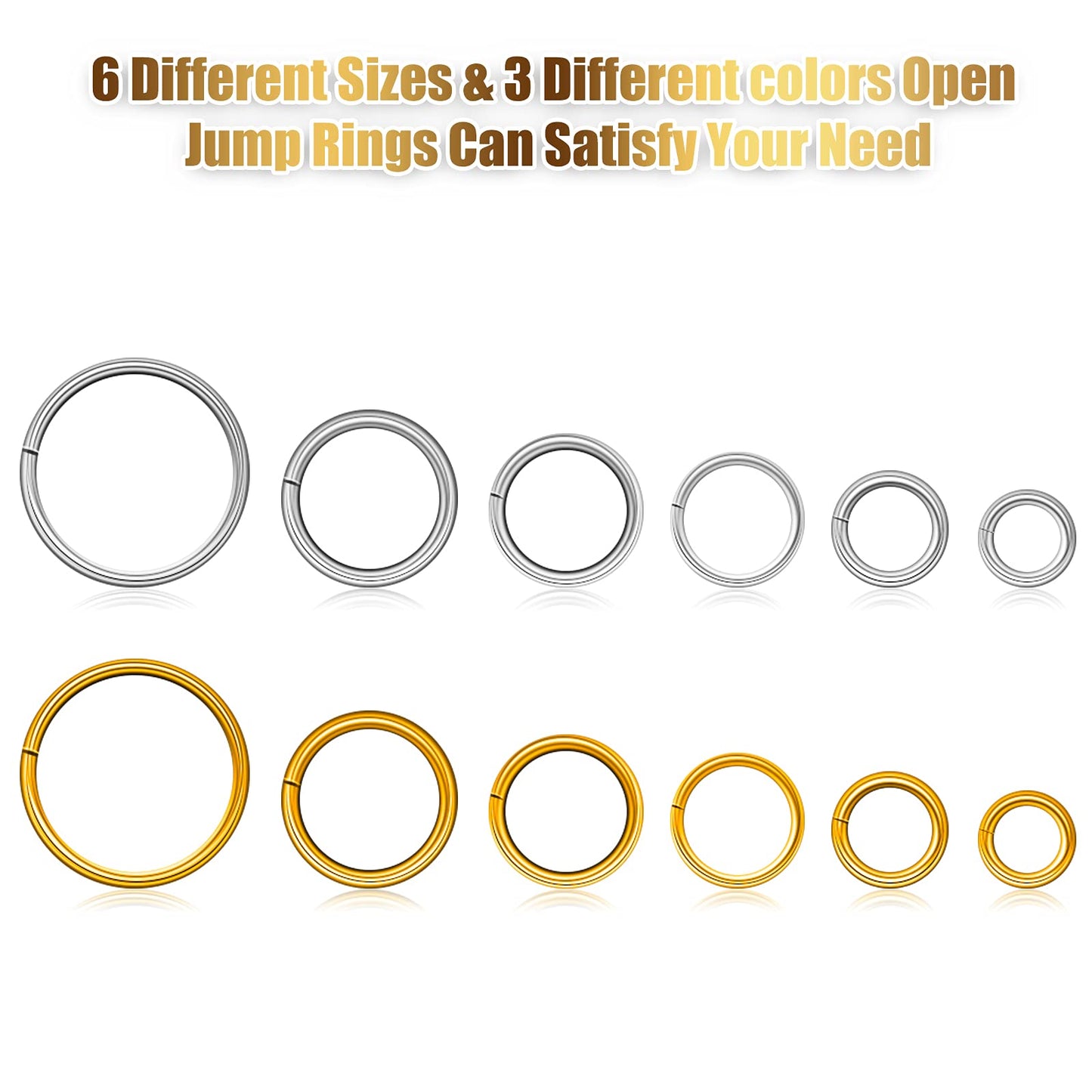 1014 Pieces Nail Dangle Charm Piercing Tool Hand Drill, Nail Charms 6 Sizes Jump Ring Connector with Jump Ring Open Close Tool Pliers and Tweezers for Jewelry Making(Gold, Silver)