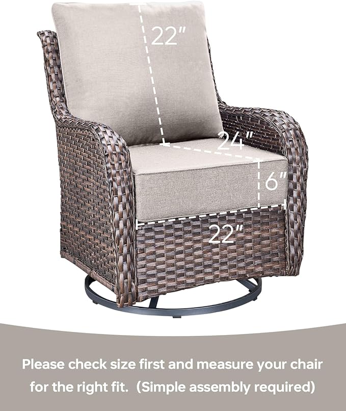 Luxury 22x24/22x25 6-Inch Outdoor Chair Cushions Set of 4 - Heavy Duty Water-Resistant Comfortable Cushion for Patio Furniture Set Dining Gliding Rocking Chairs Loveseat L-Shape Sofa - Beige