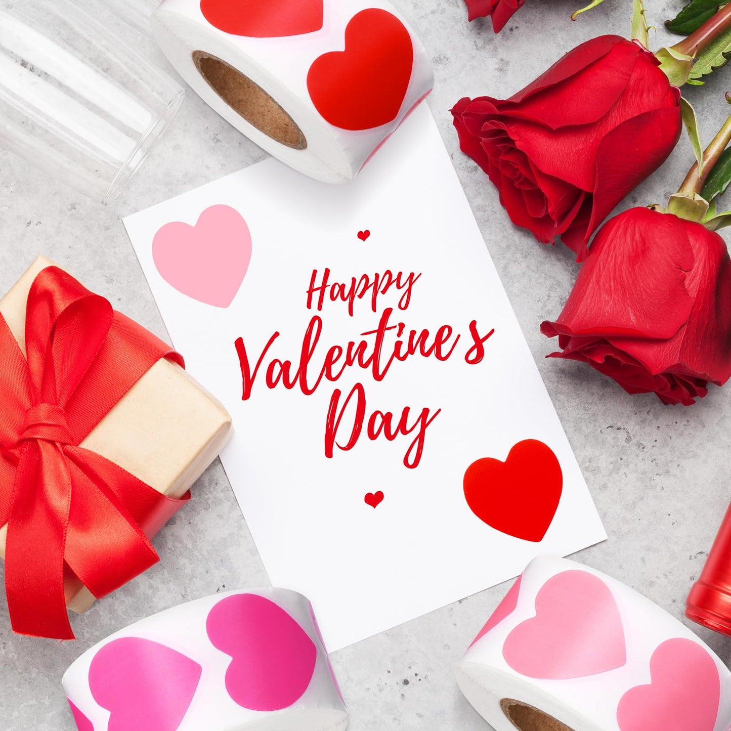 Chivertion 3 Roll 1500 Pcs Valentine's Day Stickers 1'' Heart Shaped Sticker Valentine's Day Love Decorations for Envelope Wedding Anniversaries(Red, Pink, Light Pink)