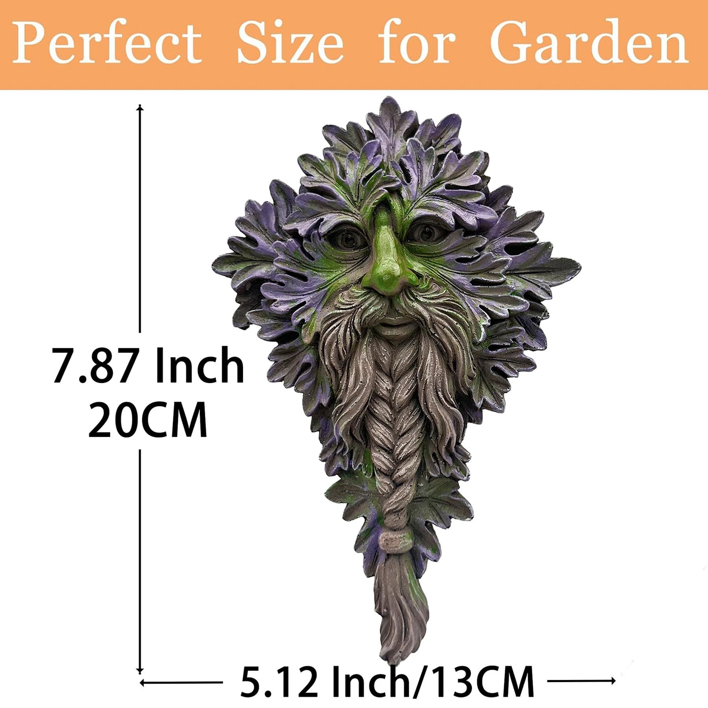 Euiroet 7.9" Real Tree Face Hugger Statue, Garden Whimsical Resin Statues with Foliage Features, Outdoor Fairy Elve Accent Yard Art, Halloween Trees Decorations Outdoor Wall Mounted Statue