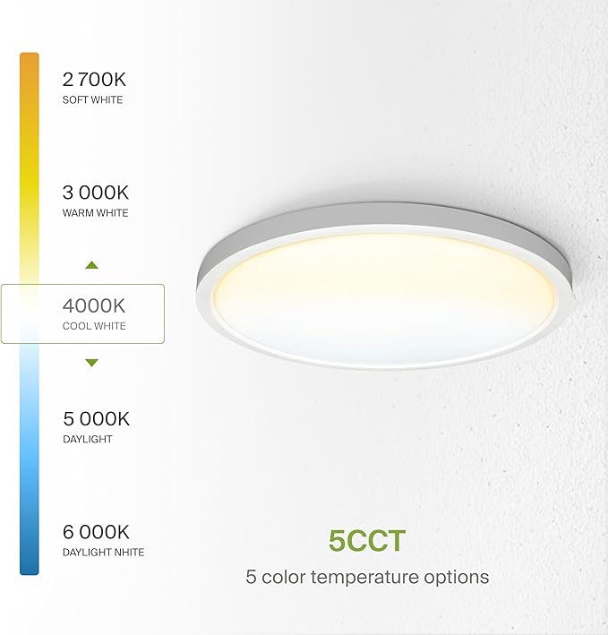 ASD LED 24" Round Flush Mount Ceiling Light Fixture, Low Profile Surface Lighting | 5CCT, Dimmable, Ultra-Thin, ETL Listed | 38W 2700LM 2700-6000K 100-277V | Kitchen, Hallway Lamp | White, 4 Pack