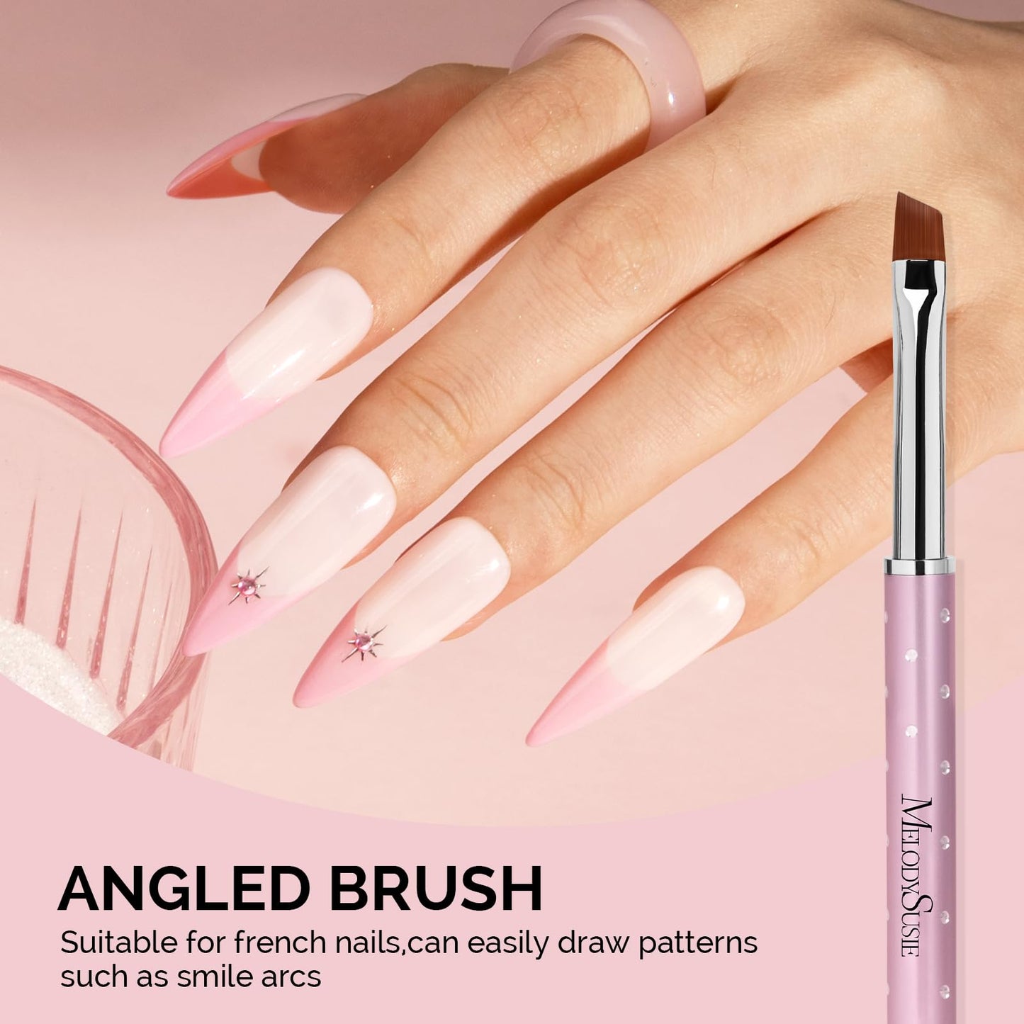 MelodySusie 6pcs Nail Art Brushes Set and 2PCS Nail Art Palette with Stainless Steel Mixing Stick