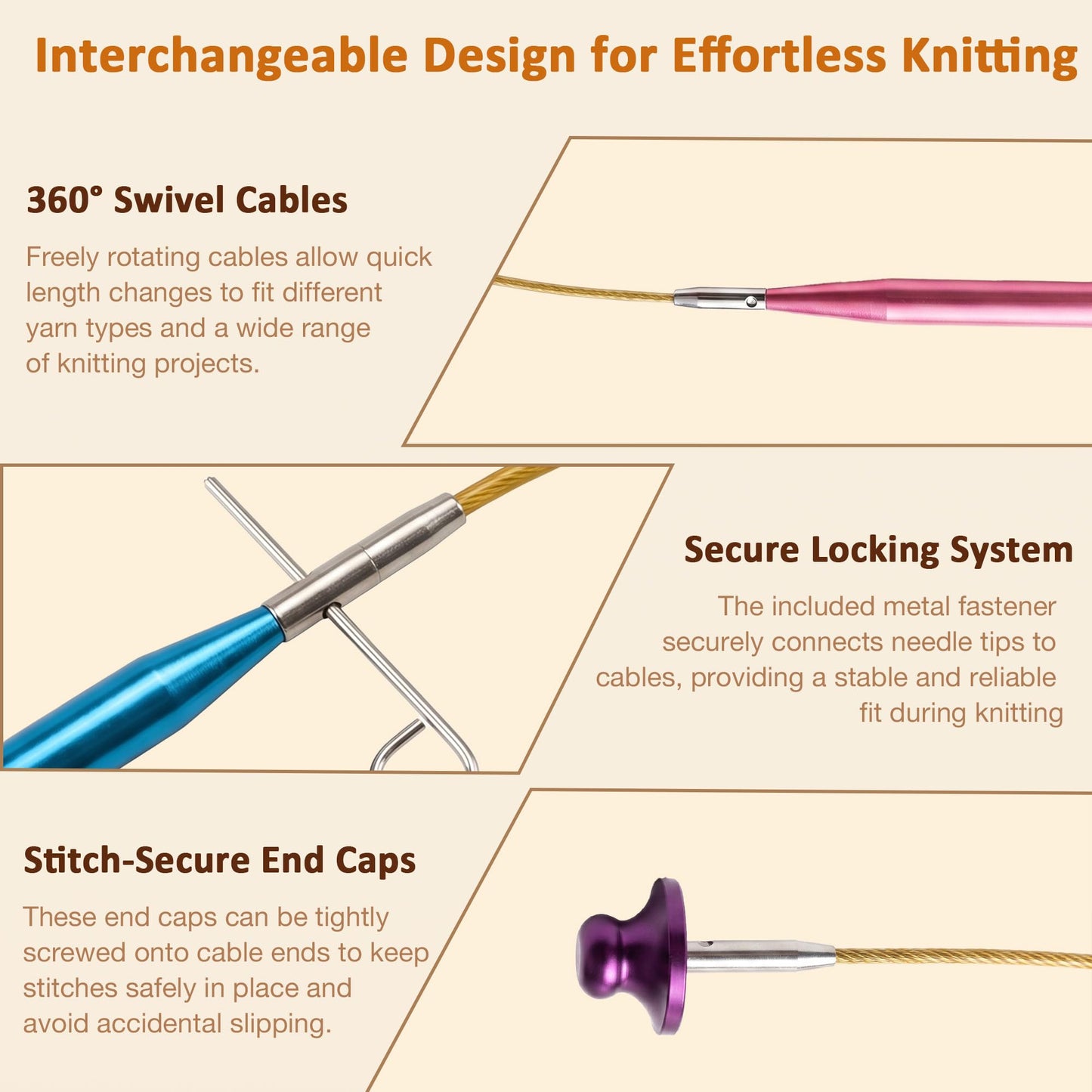 Astrumify 3.94-Inch(10cm) Interchangeable Circular Knitting Needles Set 13 Pairs(3mm-10mm) of Premium Aluminum Needles & Accessories