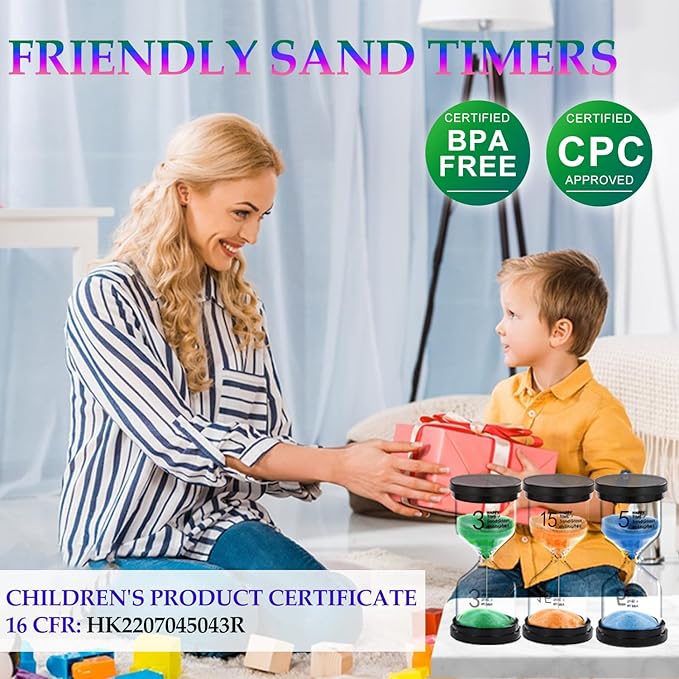 25 Minute Sand Hourglass Timer: Plastic Sand Clock 25 Min, Extra Blue Reloj De Arena, Unity Hour Glass Colorful Sandglass Timer for Kids, Games, Classroom, Kitchen, Decoration