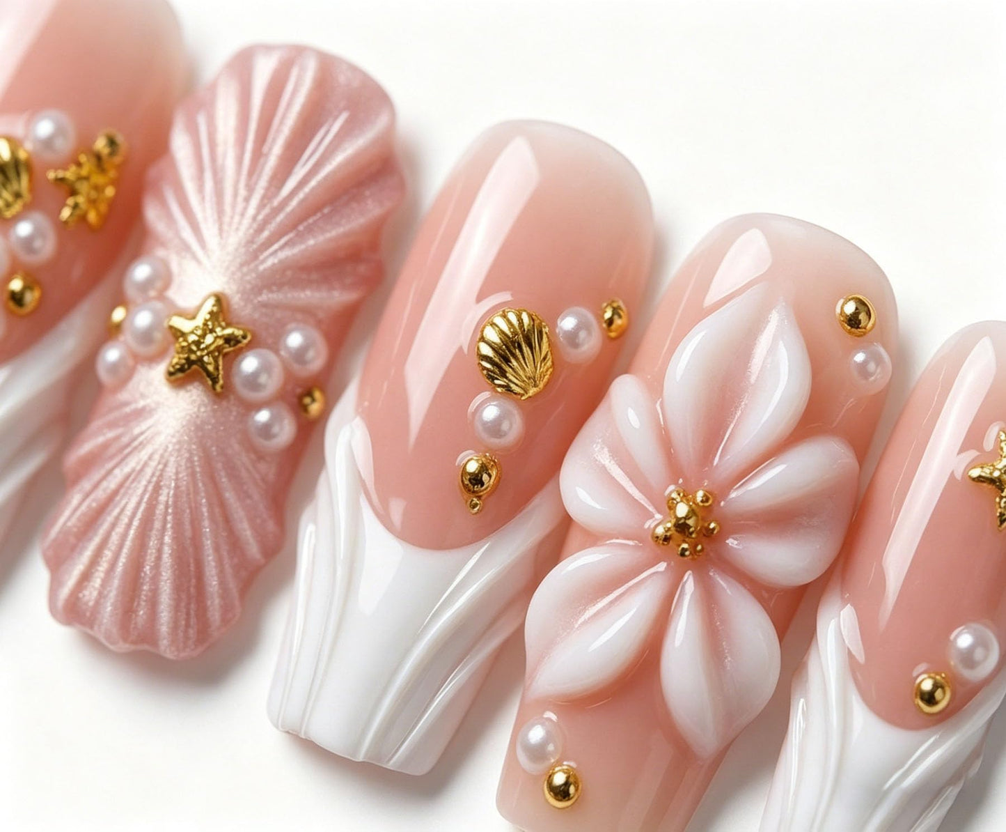Handmade Press on Nails Square 3D Cute Glue on Nails for Women, Luxury Homemade Press on Nail Art Design, Fake Nails with 3D Nail Charms Size M 9