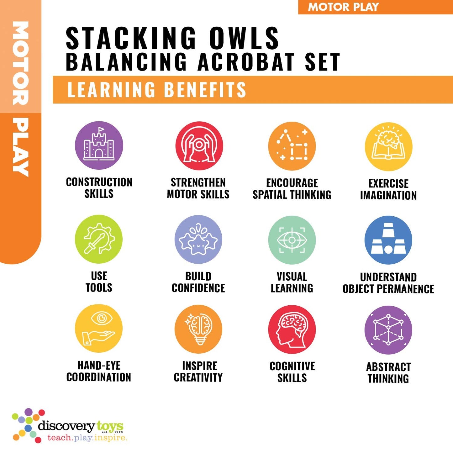 Discovery Toys Stacking Owls Wood Balancing Acrobat Set | Kid-Powered Learning | STEM Toy Early Childhood Development 3 Years and Up