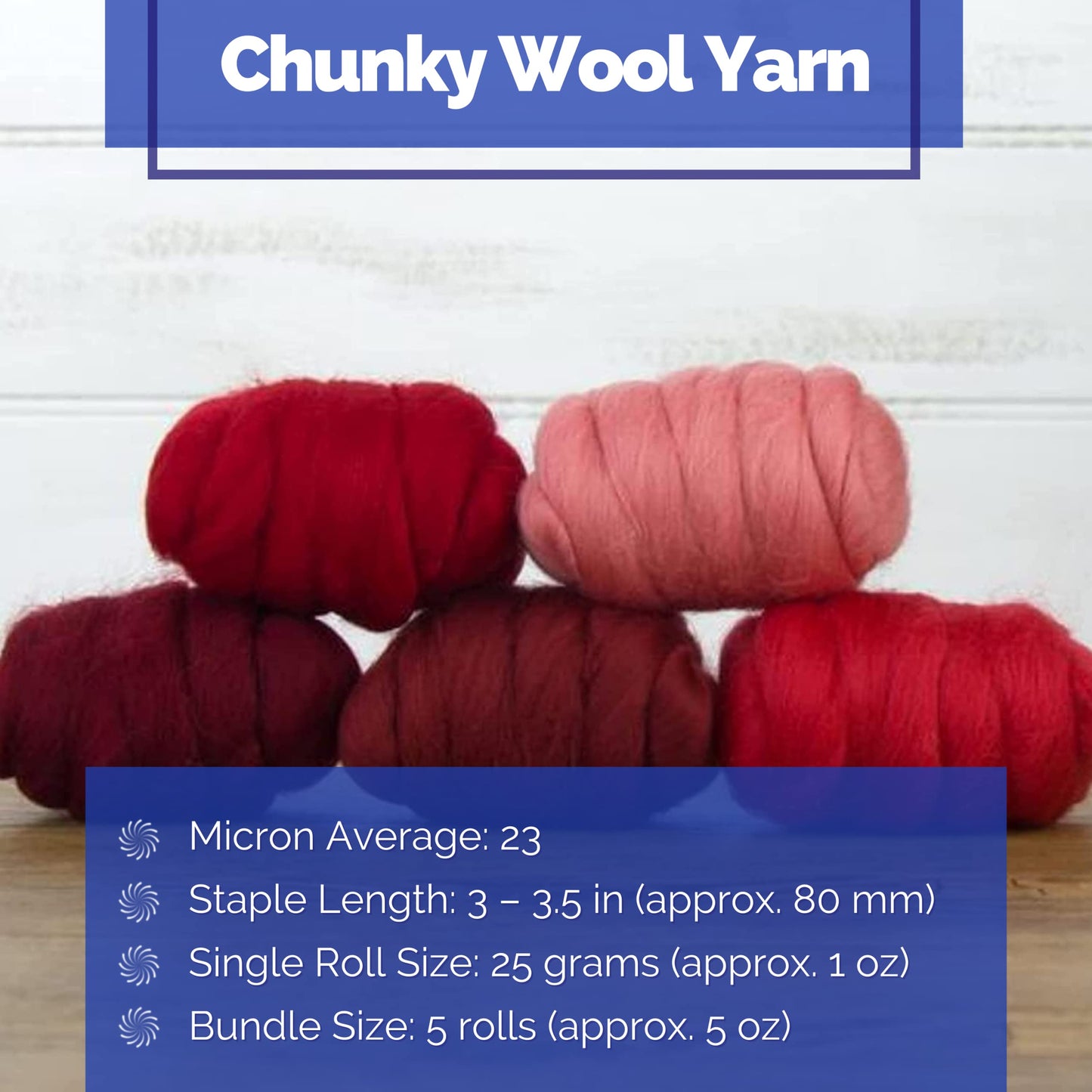 Revolution Fibers | Mixed Merino Wool Variety Pack - Wondrous Reds | Perfect Wool Roving for Spinning, Rolags, Needle Felting, Wet Felting, Tapestry, Weaving and Crafting