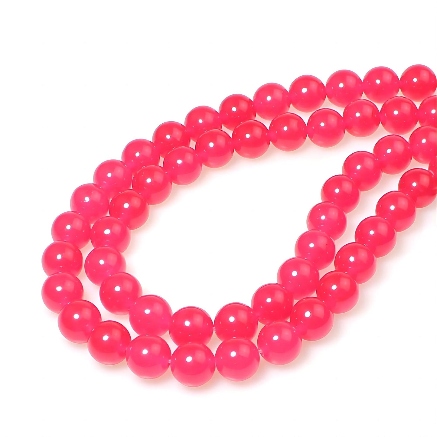 MJDCB Stone Beads 8mm 43pcs Round Light Rose Red Jade Loose Gemstone Bead Charms for Jewelry Making Bracelet Necklace Earring Pendant