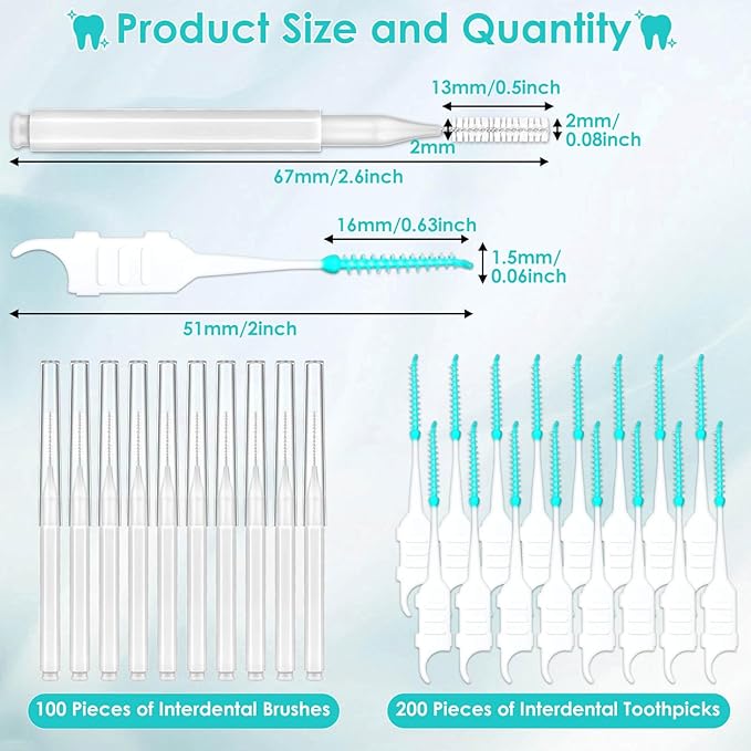 Lezmarket 300PCS Interdental Brushes for Braces, Soft and Bendable Dental Brush for Orthodontic Braces, Braces Cleaner Brush Tooth Pick Teeth Flossers Brushes for Teeth (White)