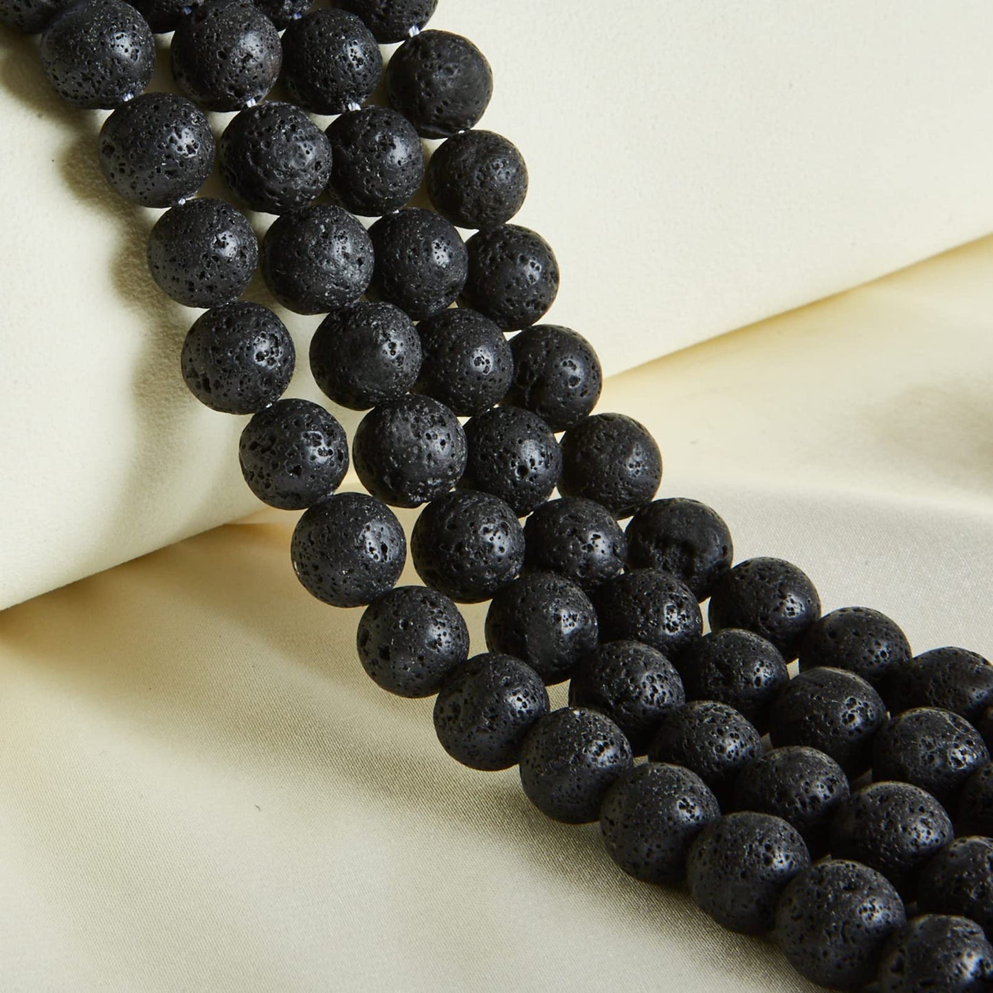 35pcs 10mm Natural Black Lava Beads Gemstone Beads Round Loose Beads for Jewelry Making
