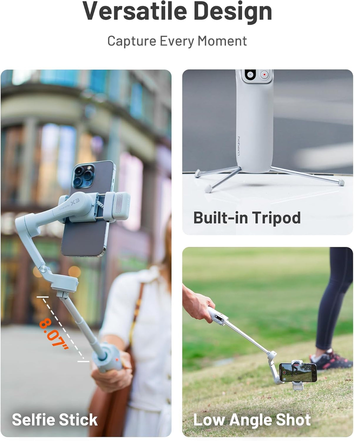 Hohem iSteady X3 Gimbal Stabilizer for iPhone, Foldable Phone Gimbal Object Tracking, Remote Control, 3-Axis Phone Stabilizer Built-in Extendable Rod & Tripod, Fill Light for Video Recording, YouTube