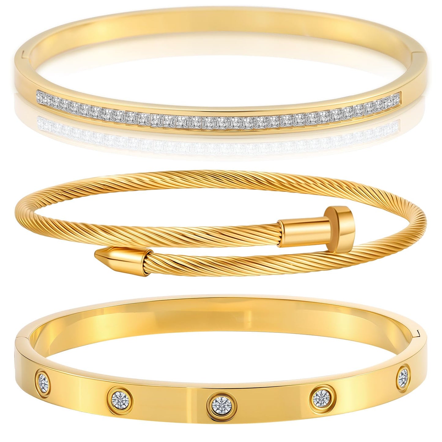 Camhanno Bracelets for Women - Stackable Bangles with Friendship & Love Theme - Stainless Steel Jewelry, Ideal Birthday Gift (Style 1)