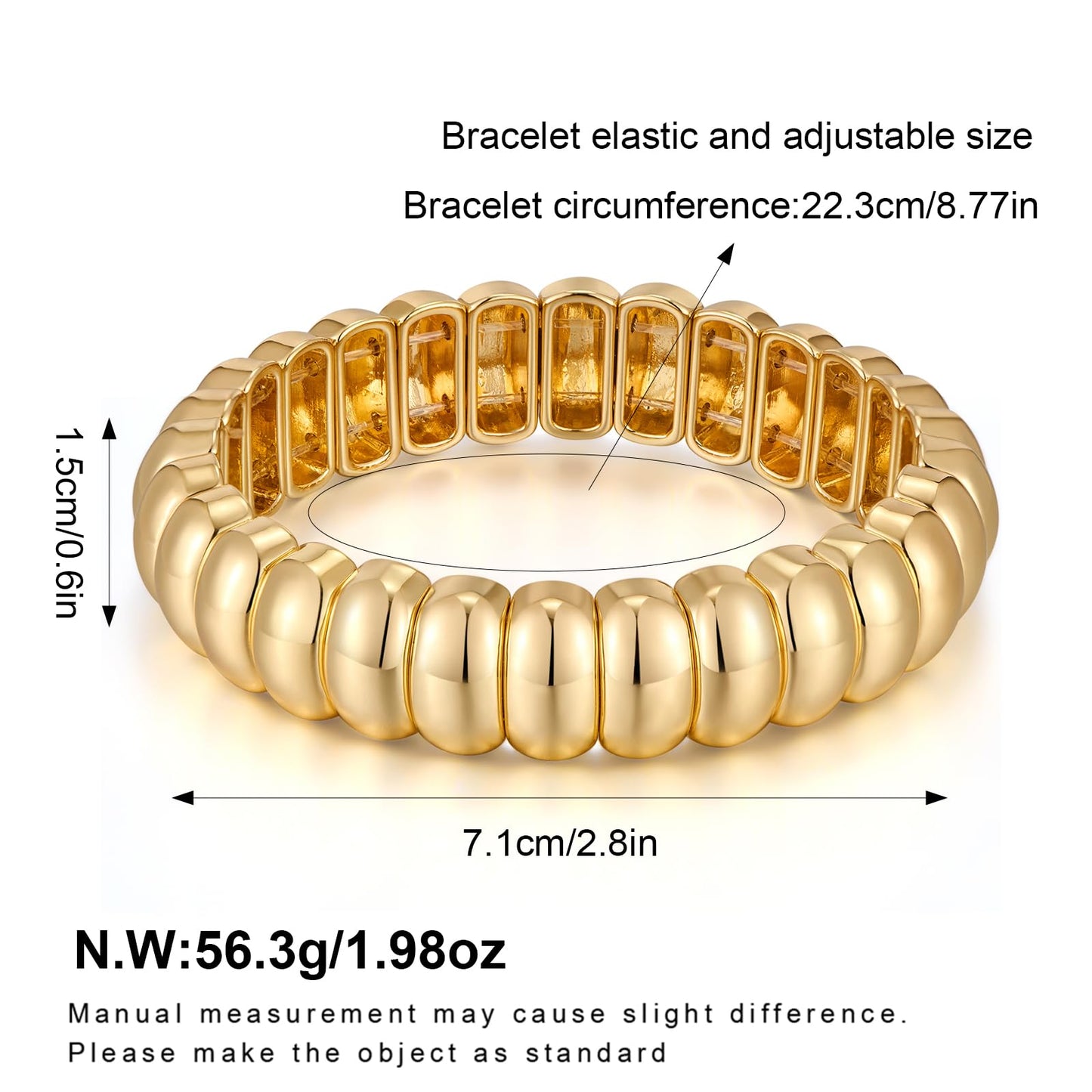FAMARINE Women Bangle Bracelet, Chunky Bracelets Stretchable Bracelet Stretch Stack Adjustable Bangles