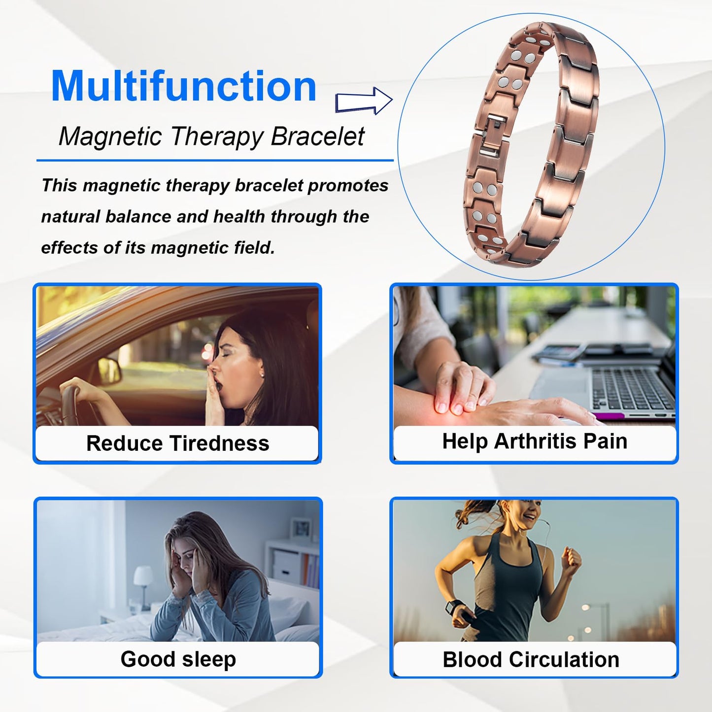 EnerMagiX Copper Bracelet for Men, 99% Pure Copper Double Row Magnetic Bracelet, Healthy Jewelry Gift (0114)