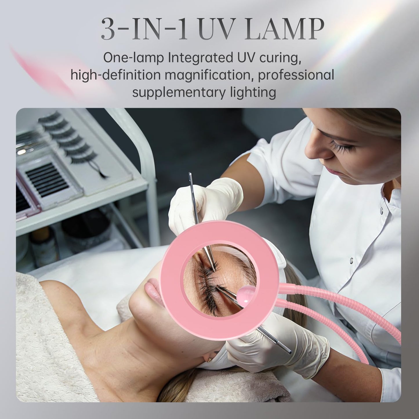 krofaue UV Nail Lamp - 6X Magnifier Professional Nail Dryer, 4 Brightness Levels Adjustable UV Light for Gel Nails for Home DIY Manicure