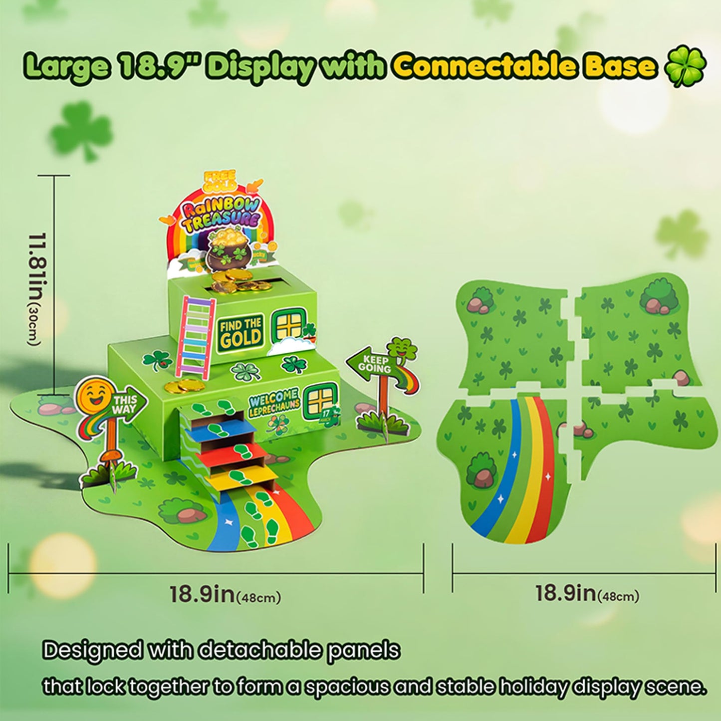 LEKSON St. Patrick’s Day Leprechaun Trap Craft Kit for Kids, Rainbow Treasure DIY Decoration Scene with Path, Signs & Accessories, Classroom & Holiday Activity Set