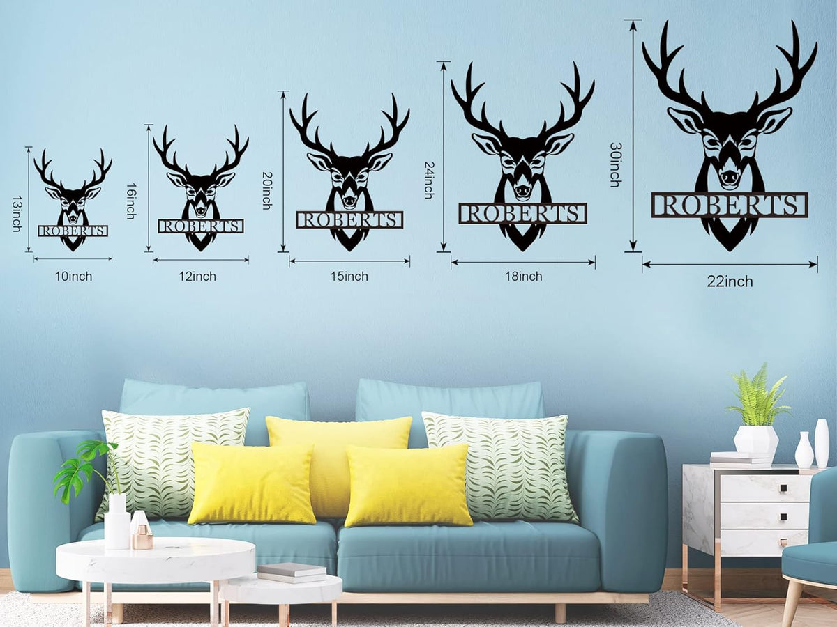 Personalized Deer Head Metal Sign | Christmas Deer | Custom Metal Deer Sign | Deer Antlers Sign | Outdoor Wall Decor | Last Name Sign | Deer Monogram | Wall Decor Rustic Home | Housewarming Gifts