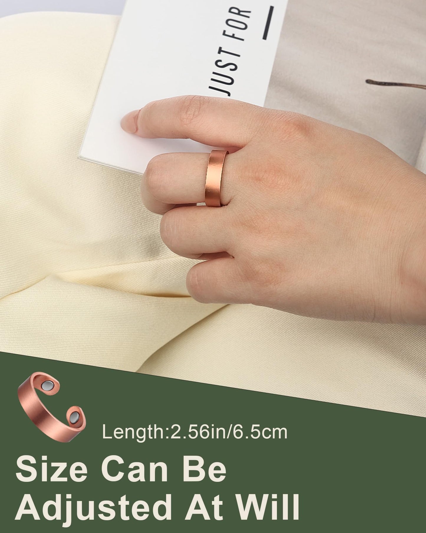 MagEnergy Copper Bracelet & Lymphatic Drainage Ring for Men Women, 99.9% Pure Copper Magnetic Bangle with 3500 Gauss Magnets, Adjustable Copper Cuff