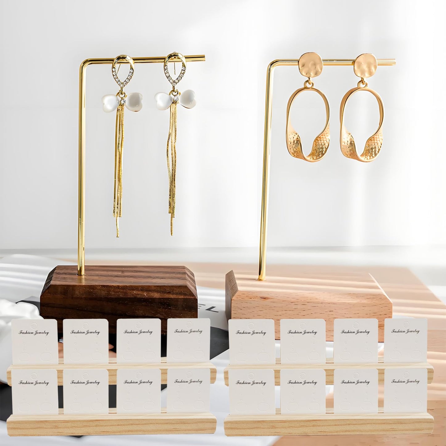 XFJYMXDM 4 Set Jewelry Display Boards Earring Card Holder, Wood Earring Card Holder for Jewelry Show