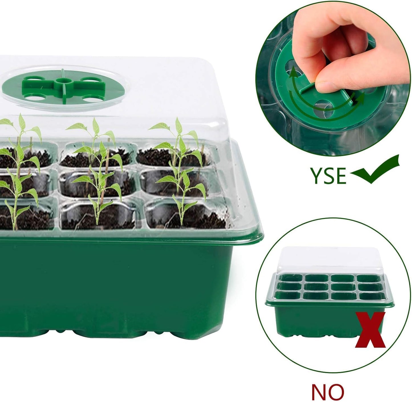 Hdeoops Seed Starter Tray, 6 Set Seedling Kits with Adjustable Humidity Dome, Plant Starter Kit for Seeds Growing Starting (12 Cells per Tray)