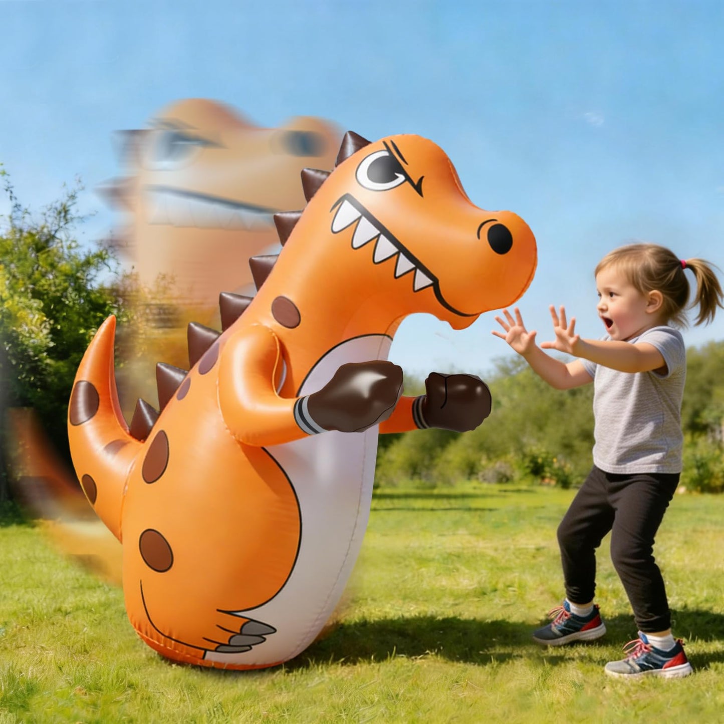 Inflatable Dinosaur Punching Bag for Kids, 47" Toddler Blow up Punching Bag for Ages 3-14, Children Bop Bag Toys & Gifts with Bounce-Back Action