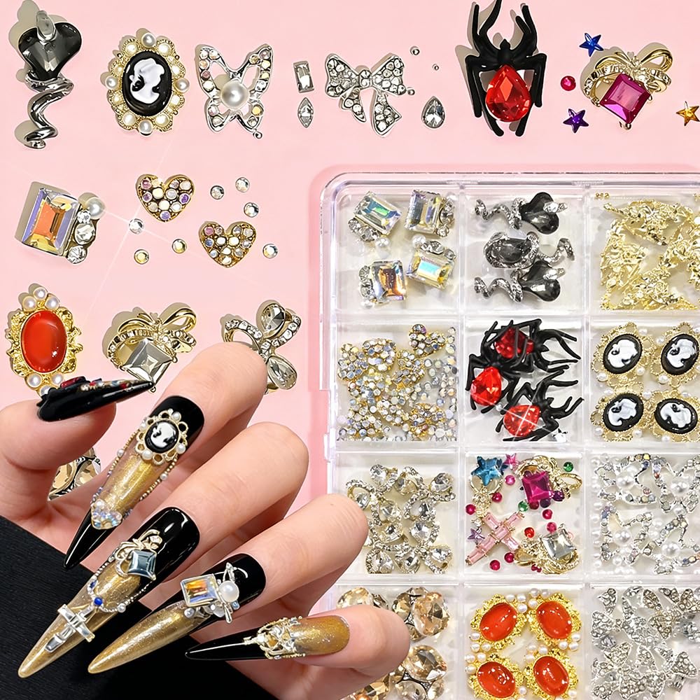 3D Nail Charms and Gems Cute Rhinestones Y2K for Nails Nesign Junk Case Charms Jewels for Nail Art Decorations (Fancy Diamonds)
