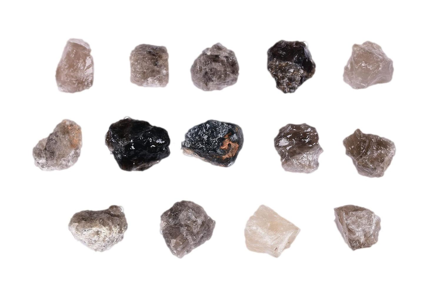 JIC Gem 12-16Pcs 0.7 Lbs irregular shape unpolished raw Madagascar natural Smoky Quartz Crystals and Healing Stones,0.32KG Gemstone Crystal Bulk rough Stones