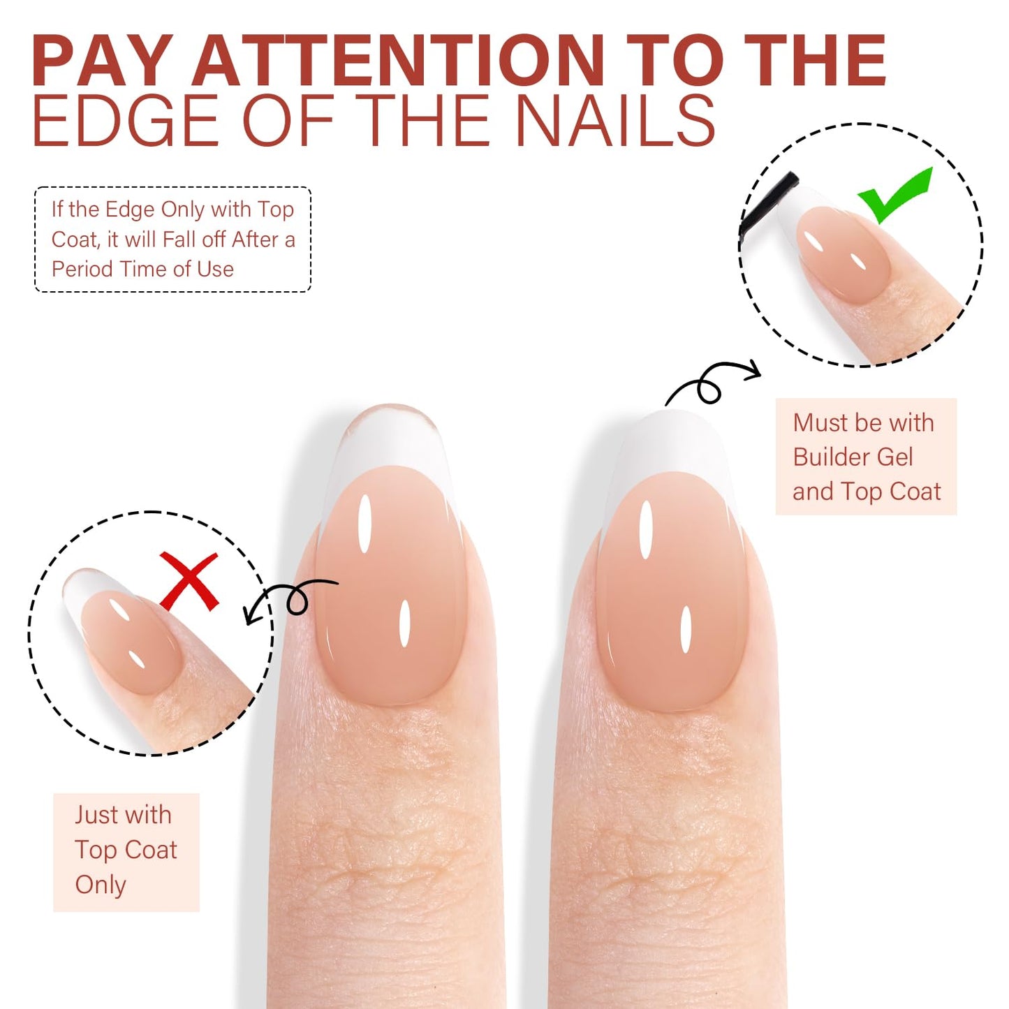 AILLSA French Gel Nail Tips, 180 Pcs French Tip Press on Nails Short Almond Brown, Pre-Applied Primer & Base Coat, No Need File, Soft Nail Tips, Fake Nails for Nail Art DIY 15 Sizes