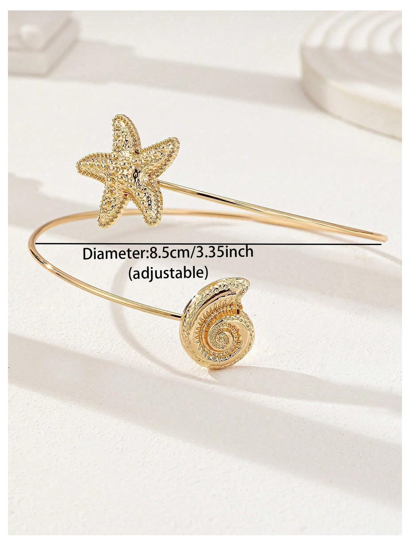 MakeMeChic Beach Gold Arm Cuff Jewelry for Women Bangle Band Armlet Flower Upper Arm Cuff Bracelet Summer Beach Essentials Gold Starfish B One-Size