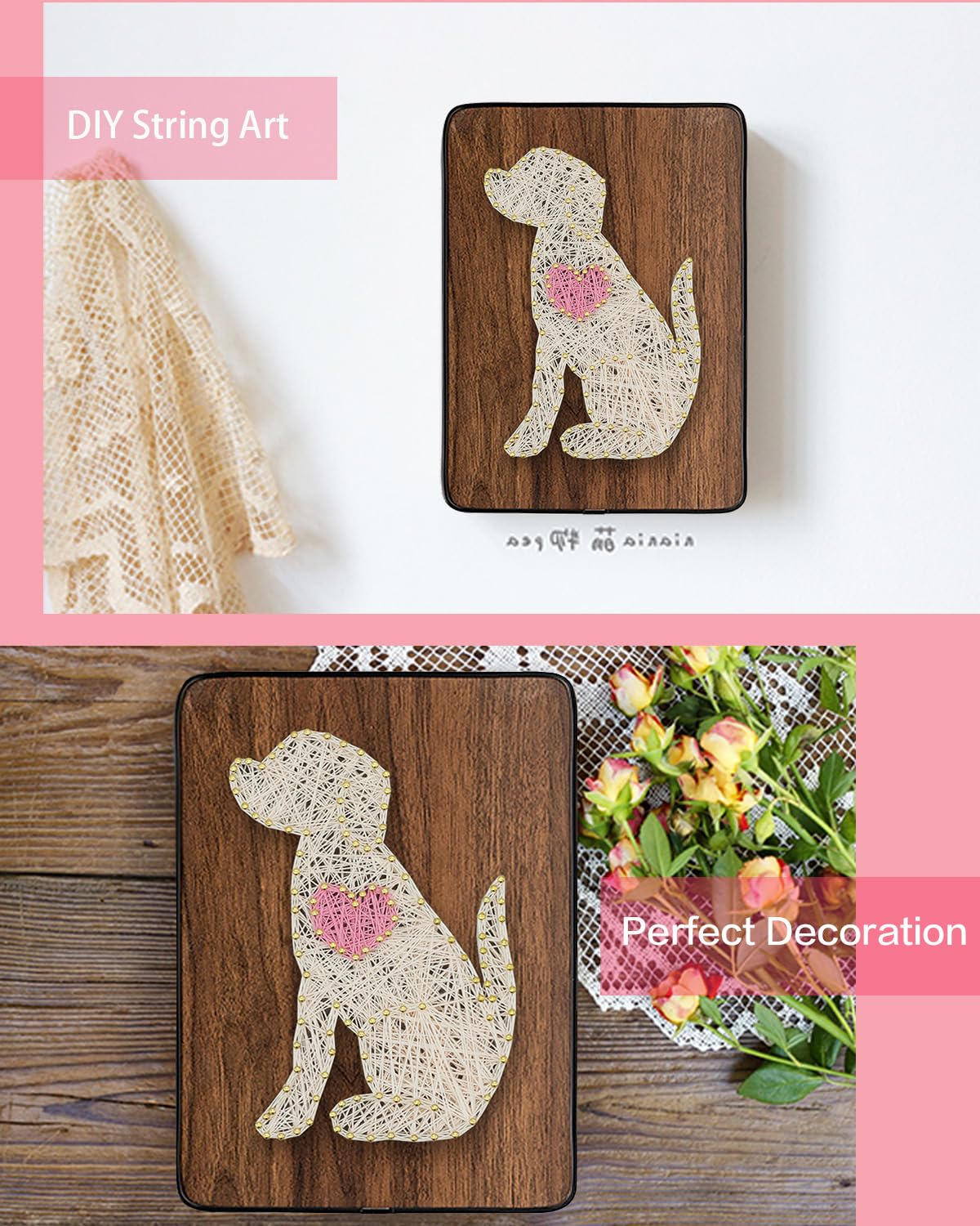 BAZIMA DIY String Art Kit for Beginner, DIY Dog Craft Kit,Unique Gift,Craft Kit for Holidays
