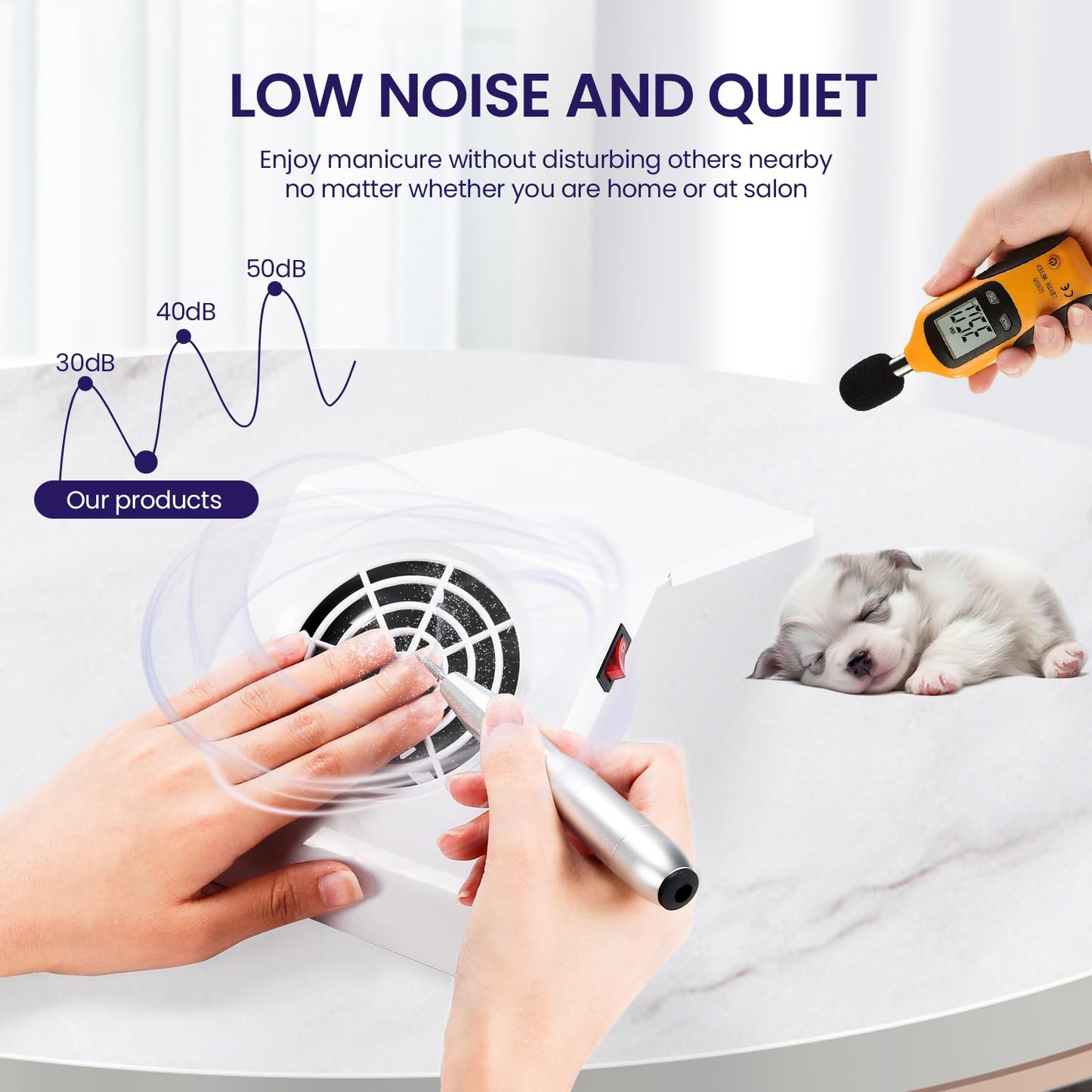 Nail Dust Collector Small Mini: Foldable 600PA Strong Suction Low Noise Quiet - Nail Fan Dust Collector Vent for Nail Art