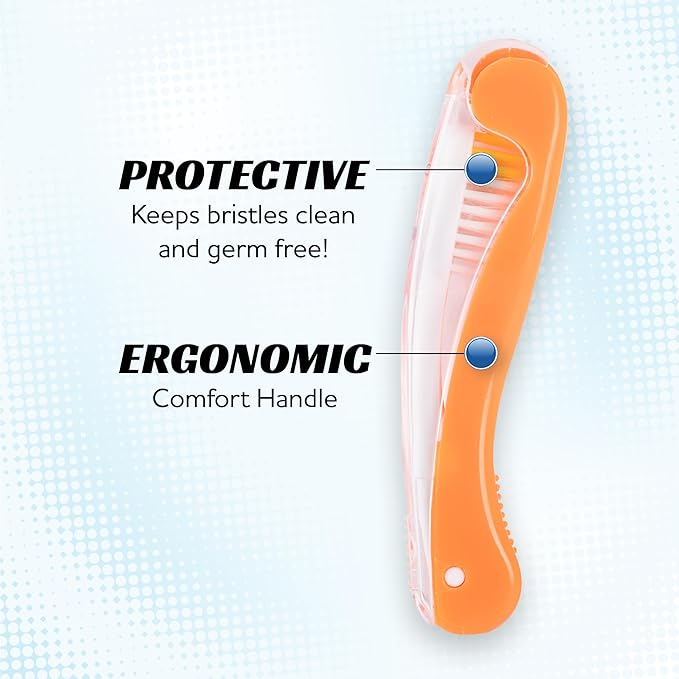 Lingito Mini Toothbrush with Cover, Folding Travel Size, Adults Kit (7 Pack Soft)