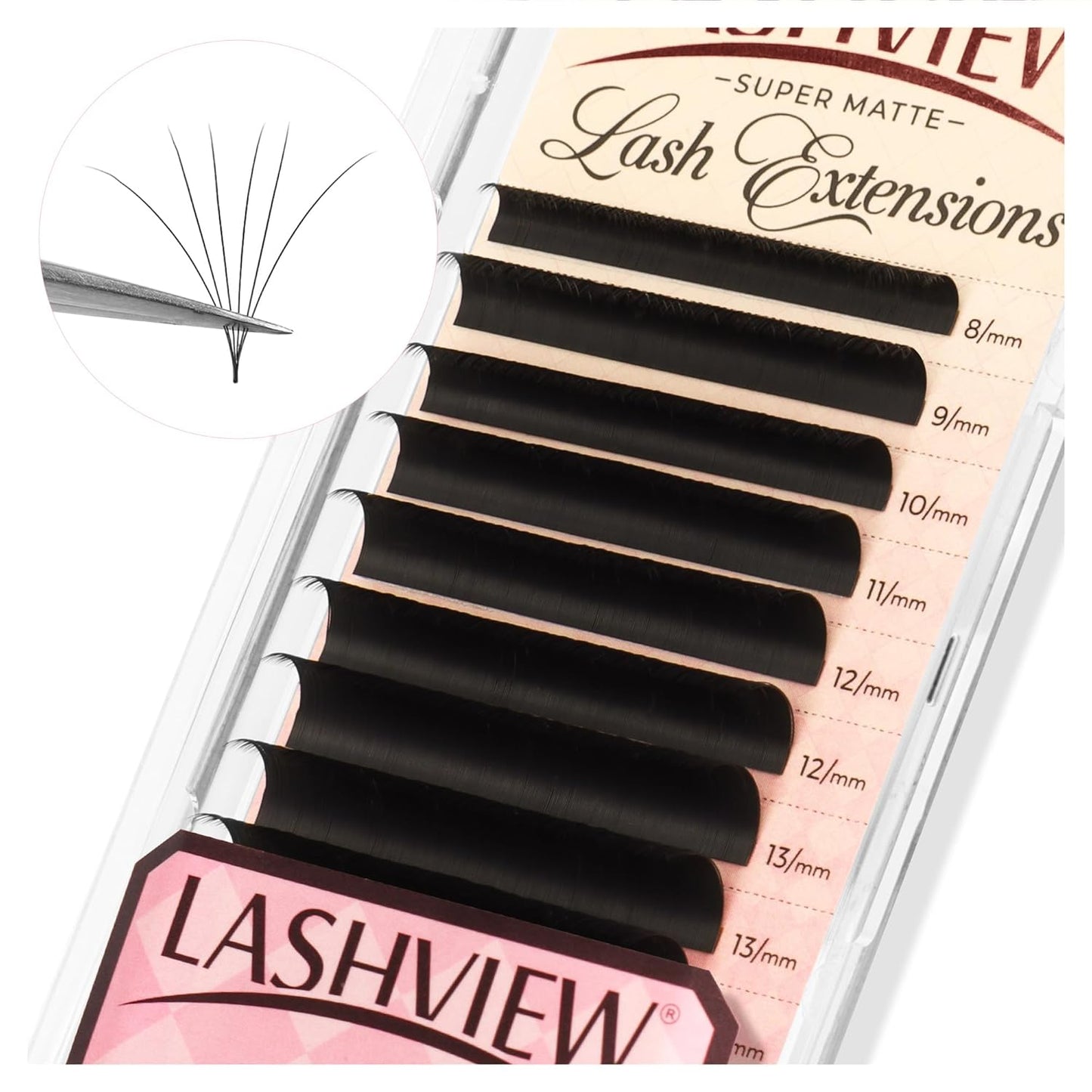 LASHVIEW Volume Lash Extensions 0.03-0.20 J/B/L/C/CC/D Curl 8-16mm Mixed & Single Length Tray, Soft Matte Dark Professional Eyelashes Extension(0.03 D 11mm)