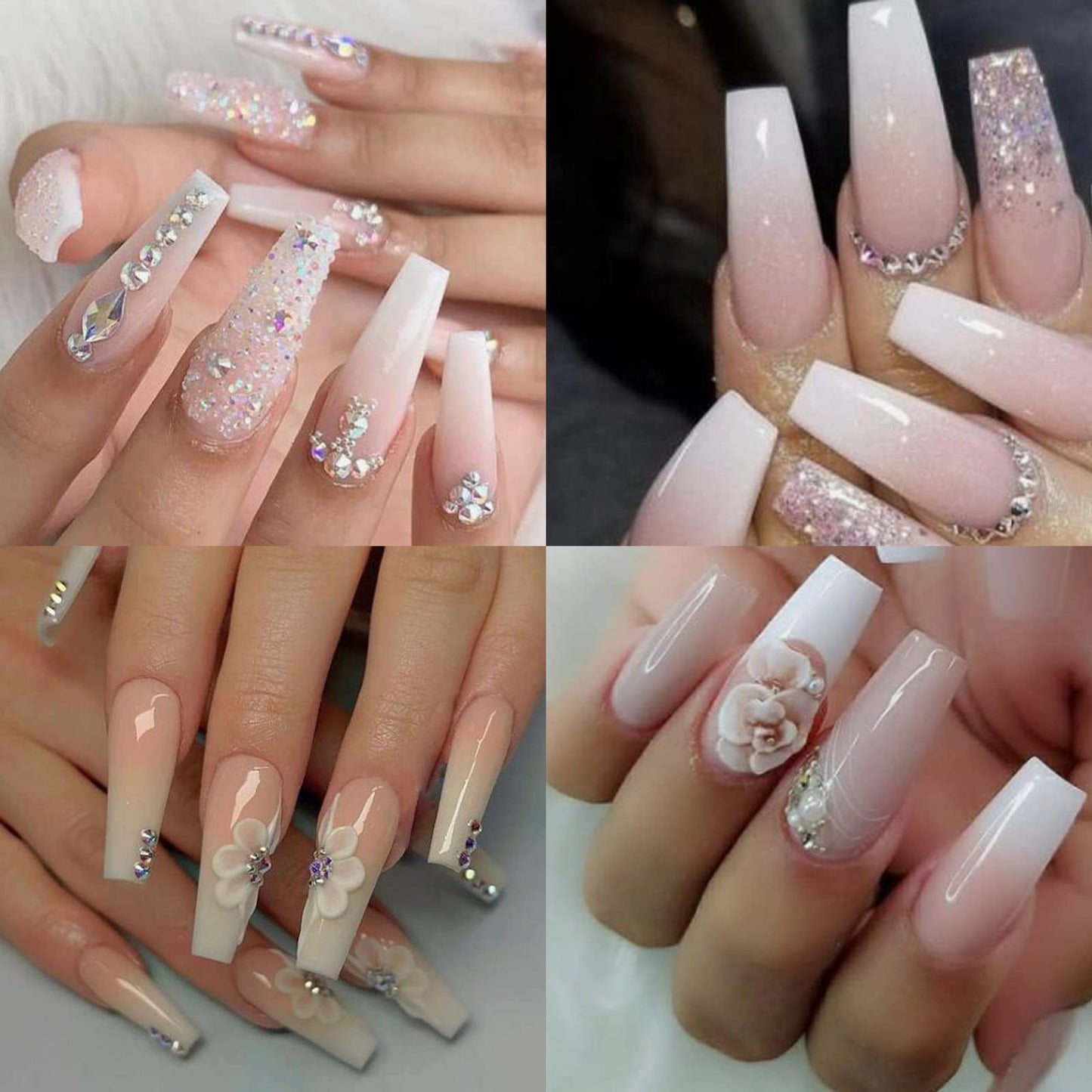 LoveOurHome 100PC Coffin Press-on Nails Nude Medium Acrylic Tips, Ballerina Style, Full Cover, Artificial Fingernails