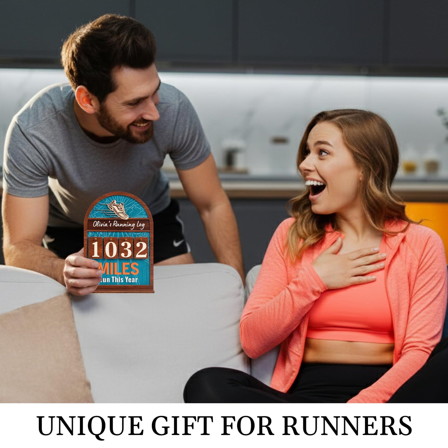 Personalized Miles Run This Year Tracker, Custom Wooden Running Log Counter, Unique Gifts for Runners Men Women, Cool Marathon Runner Gifts, Motivational Decor for Gym Home Workout Decor