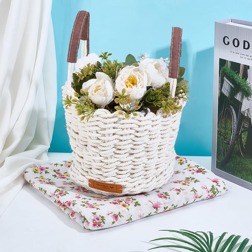 FREEBLOSS Macrame Basket Kit DIY Macrame Kit for Beginners with Instruction White Cotton Cord Basket Weaving Craft Supplies for Holiday Activities Desktop Storage