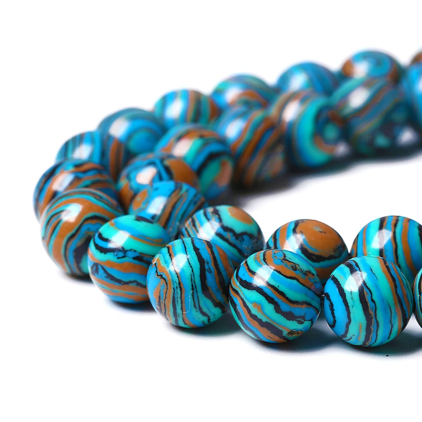 90PCS 8mm Blue Malachite Stone Beads Round Loose Gemstone Beads for Jewelry Making DIY Bracelet Necklace 32" 2 Strand,Energy Stone Healing Power